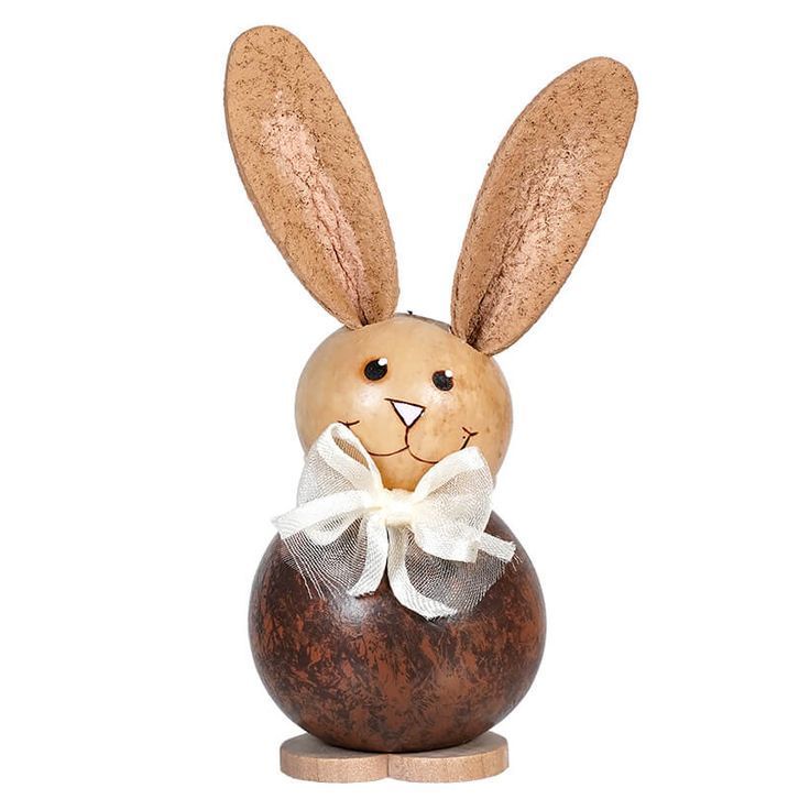 Adorable Easter Bunny Sitting behind 2 Easter Eggs wishing everyone a Happy Easter. Perfect on any end table or shelf to display