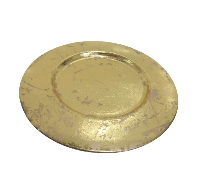 Classic Design Round Charger Plate Gold Foil Iron Dish And Tray For Serving Food In Restaurant Handcrafted In Bulk