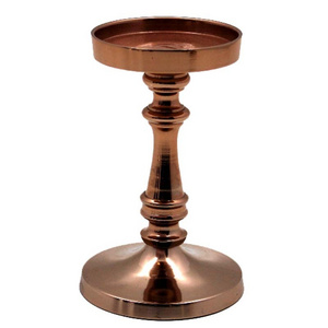 Wholesale Bulk Copper Coated Home Decorative Luxury Candle Holder Pillar F355 Copper EPL Finishing  Candle Stand