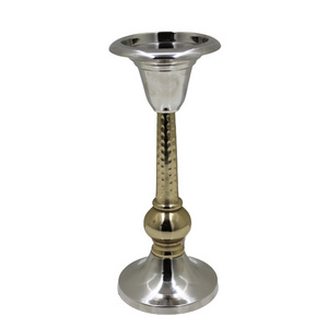 Set Of 3 Aluminum Candle Pillar Holder Brass & Nickel Color Small Size tapered candle holder For Wedding Decoration