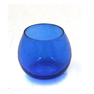 Modern Decorative Glass Votive Holder New Design Antique Blue Color Candle Jar For Living Room Handmade