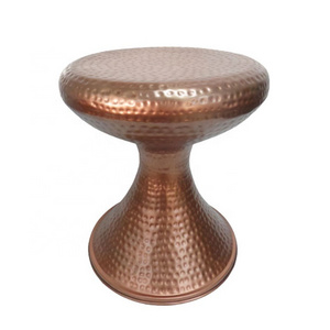 Round Metal Drum Stool Living Room Furniture Hammered Mushroom Design Shape Copper Antique Ottomans Customized Bulk Accessories