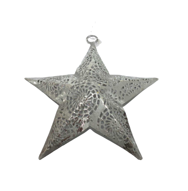 Wrought Iron Metal Hanging Star Silver Foil Wall Hanging Star Christmas Decoration Customized Handmade in bulk