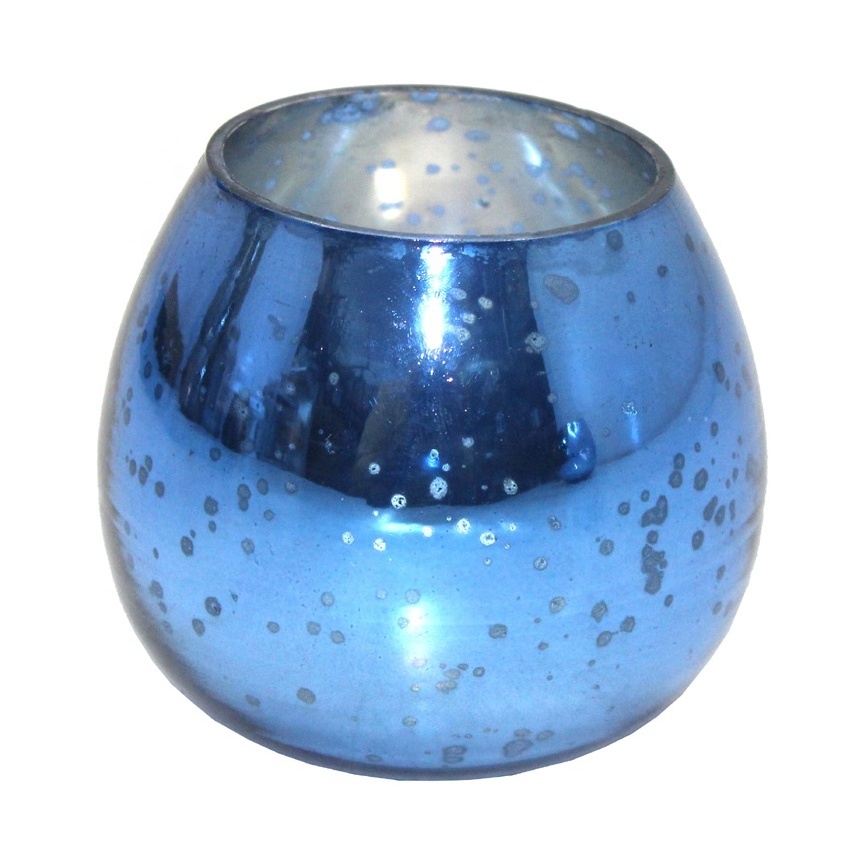 Wholesale Bulk  Glass Candle Votive Holder Handcrafted Blue For Wedding Centrepiece Home Decor Customized