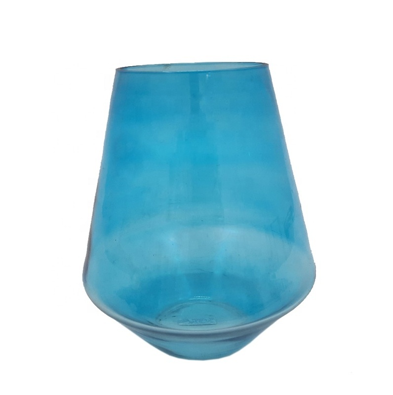 Home Decorative Wholesale Bulk Modern Luxury Glass Tube Flower Vase Elegant Blue For Home Decor Table Top Living Room Decoration