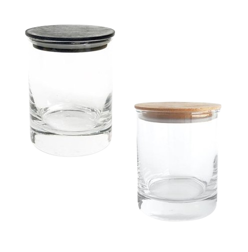 Clear Glass Candle Jar With Wooden LID Empty Jar For Wax & Storage Unique Candle Jar For Scented Candles For Valentine Gifts