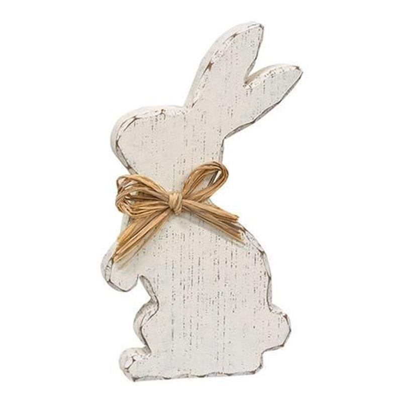 Trending Bunny Rabbit with Base Natural Wood & White Colour Standing Bunny Easter Decor theme Animal Lovers Home Decor Items