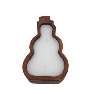 Wooden Candle Holder With Wax Snow Man Shaped Decorative Candle Jar For Table Top & Festival Decoration