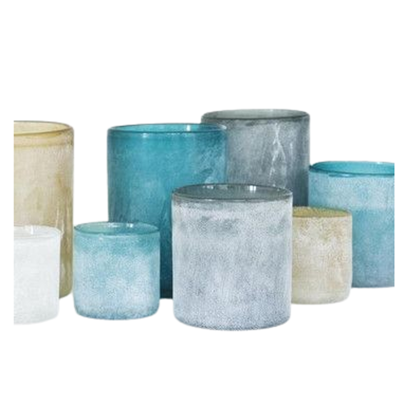 Set Of 3 Frosted Glass Candle Jars Multicolour Candle Containers For Home Fragrance Scented Candles For Soy Wax Filling