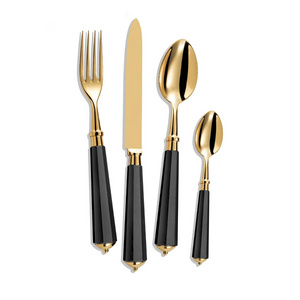 Home Dinnerware Food Cutlery Set Gold Polished Stainless Steel Tableware Kitchenware Flatware Cutlery Set Of 4 Spoons