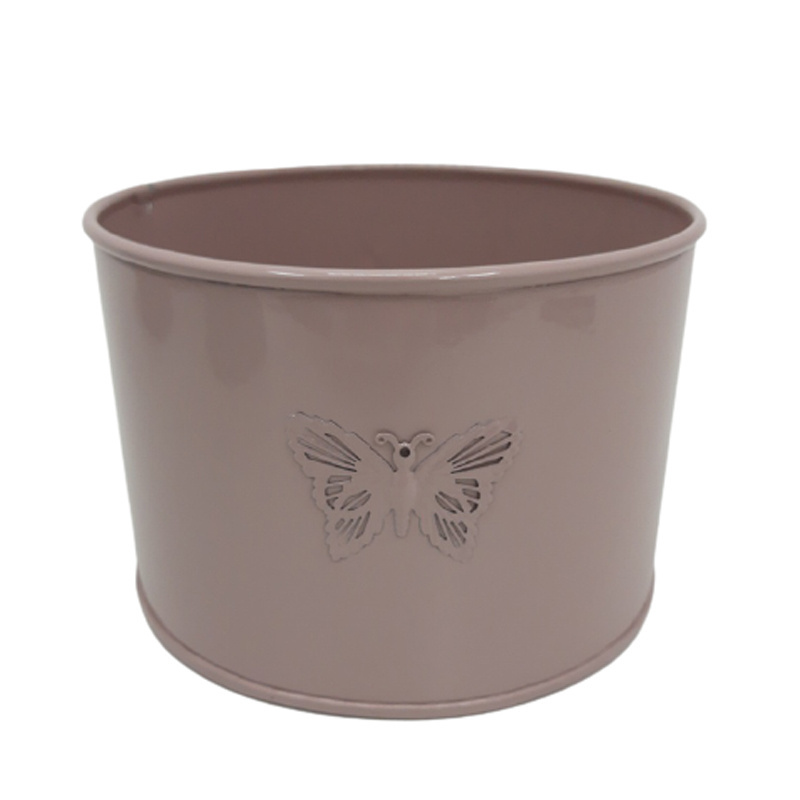 Unique & Stylish Luxury Iron Decorative Metal Planter With 2 Size Butterfly Weld Round Shaped Dark Green Powder Coated Pots