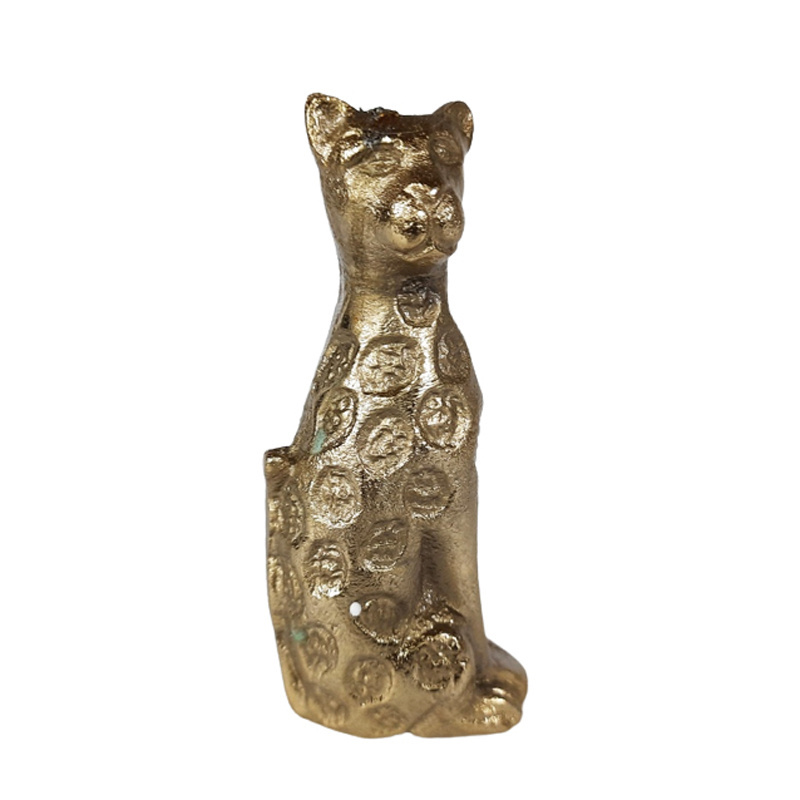 Set Of 2 Aluminum Leopard Gold Colour Modern Design Small Size Decorative Animal For Table Top & Home Decoration