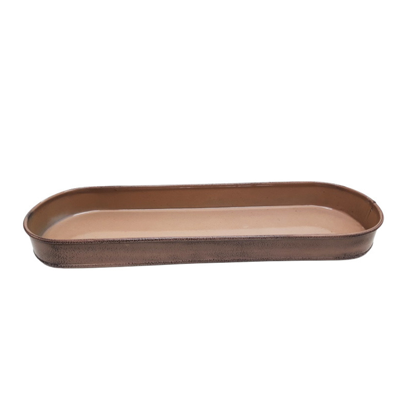 Hot Selling Iron Serving Oval Tray Peach Wood Brown Colour Server Ware Rich Dish For Wedding & Kitchen Decoration Customized