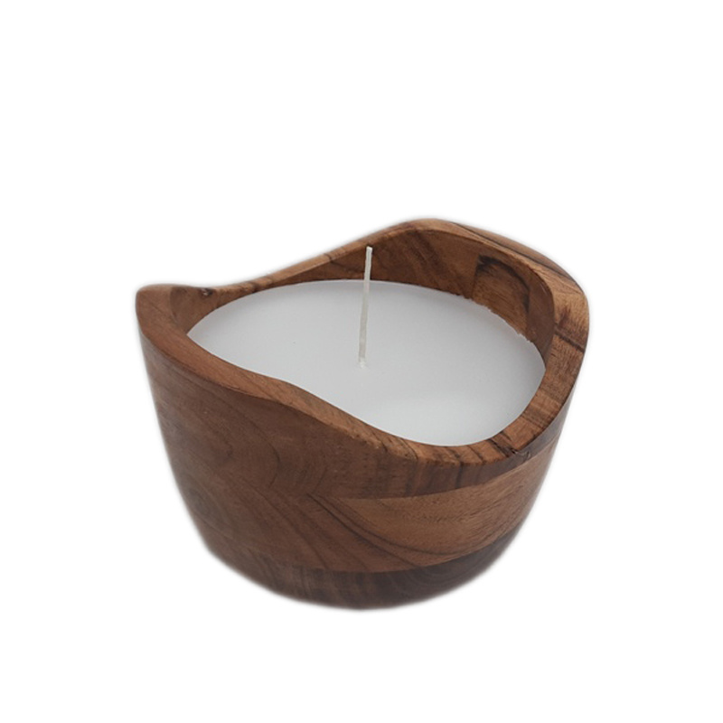 Acacia Wood Round Votive With Wax Natural Colour Modern Design Votive Candles & Home Fragrance For Wedding & Home Decoration