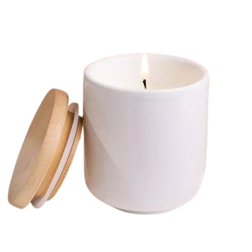 Best Seller Frosted Glass Candle Jar With LID Ivory Colour Scented Candles Unique Candle Jar For Home Fragrance