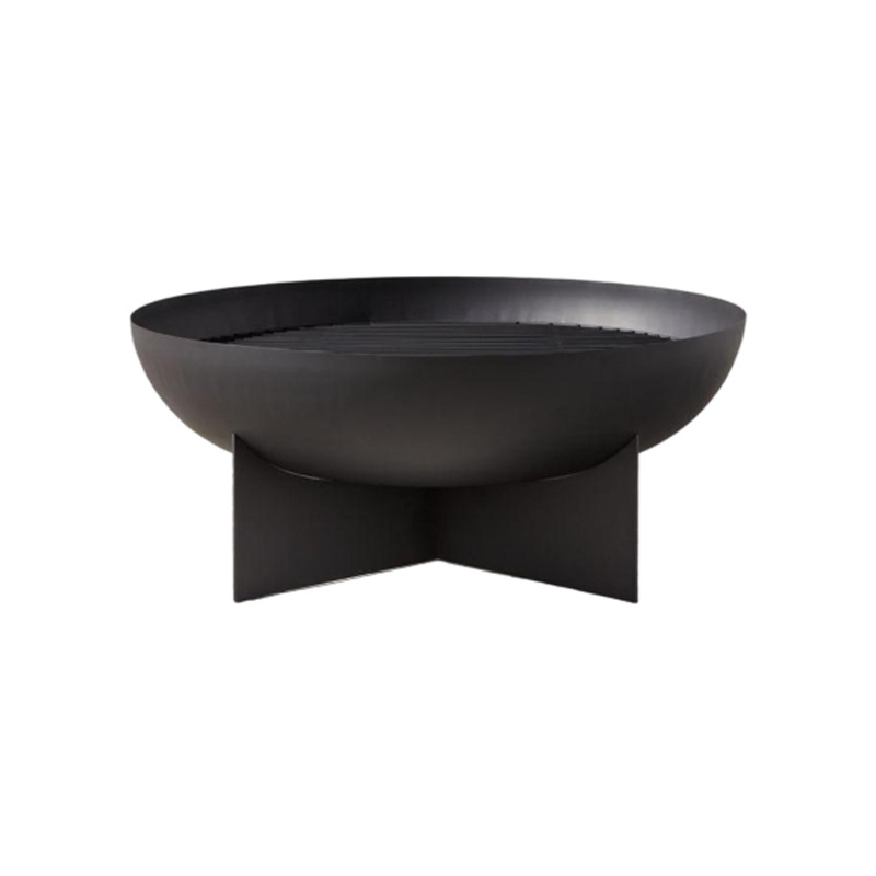 The Fire Pit Round Matte Black Metal Fire Pit Frame Usage for Garden Designed to Contain Burning Logs to Warm Cool Summer Nights