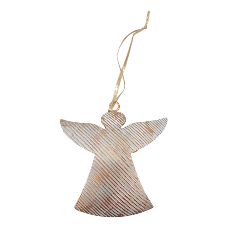 Christmas Decoration White And Gold Colour Iron Hanging Angel Ornament Modern Design Handmade Customized