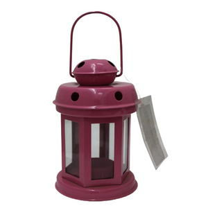 Iron & Glass Lantern Light Pink PC Festival Lantern For Home & Tabletop Decoration Customized In Bulk