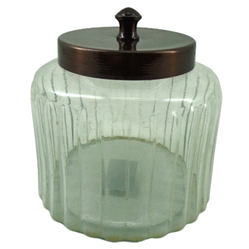 Clear Glass Jar With Metal Lid Green Transparent PC Spices Jar For Table Top Uses Handmade in Bulk