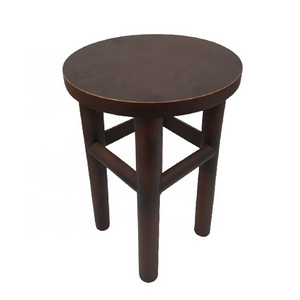 Hot Selling Wooden Round Stool Red Polish Top on 4 Legs Indoor Bedroom Hotel Furniture Accessories Customized Hand Crafted