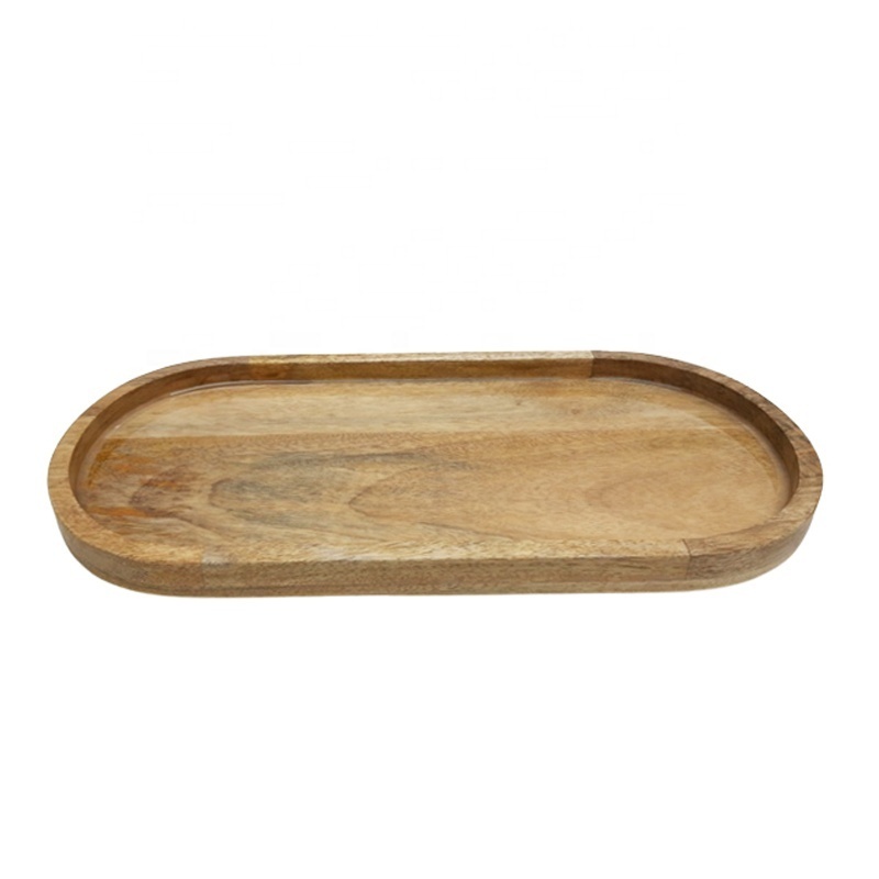 Mango Wood Oval Serving Tray Brown With Enamil Brown Polish Standard Size Decorative Tray In Bulk Handcrafted