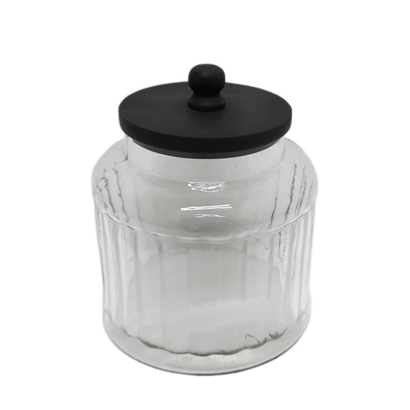 Luxury Decorative Jar Clear Glass Natural Table Top Decoration Glass & Wood Storage Bottles & Jars For Candy  Cookies In Bulk