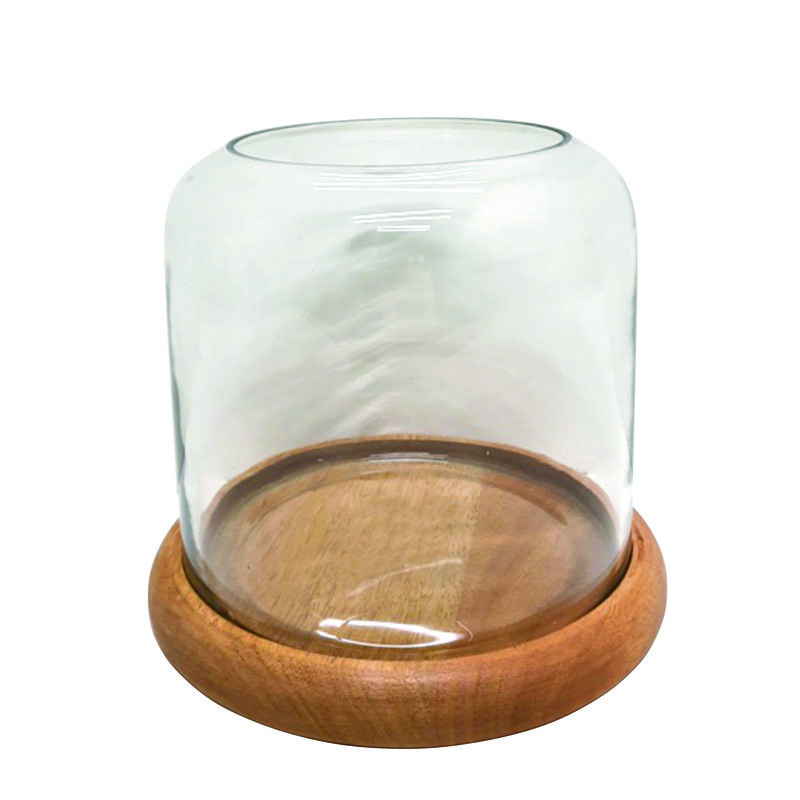 Luxury Decorative Jar Clear Glass Natural Table Top Decoration Glass & Wood Storage Bottles & Jars For Candy  Cookies In Bulk