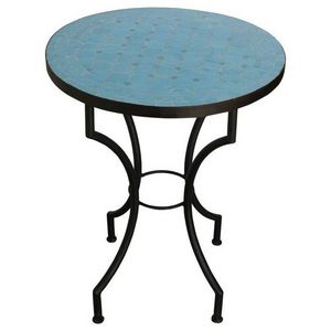 Hot Selling Black & Sky Blue Side Table golden legs Round shape Blue Mosaic Top Nesting Coffee Table for living room and office