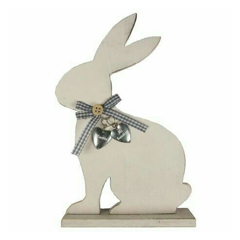 Best Decorative Metal Bunny with Mango Wood Base Easter Bunny Decorations Figures Sculptures & Statues Party & Holiday Supplies