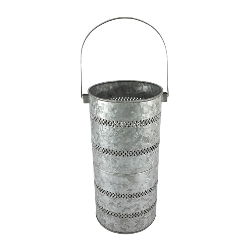 Set Of 3 Galvanized Round Lantern With Handle Silver Colour Large Size Latest Design Candle Lanterns For Wedding Decoration Bulk