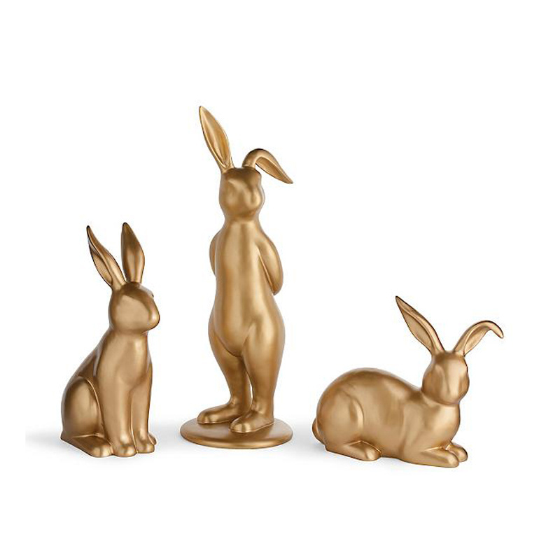 Decorative Bunny Sculpture with Gold Colour Metal for Showpiece Gift Easterr Festive Party Table Decorations Bunny Top Trending