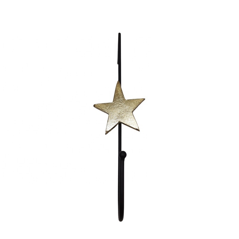 Aluminum & Iron Hanger With Star  Gold And Black Colour Stocking Holder For Christmas Decoration