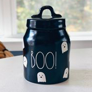 Affordable Iron Jar Boo Design Ghost Printed Black Sticker Enamel Plates Hanging Ornaments Accessories Bulk Hand Crafted