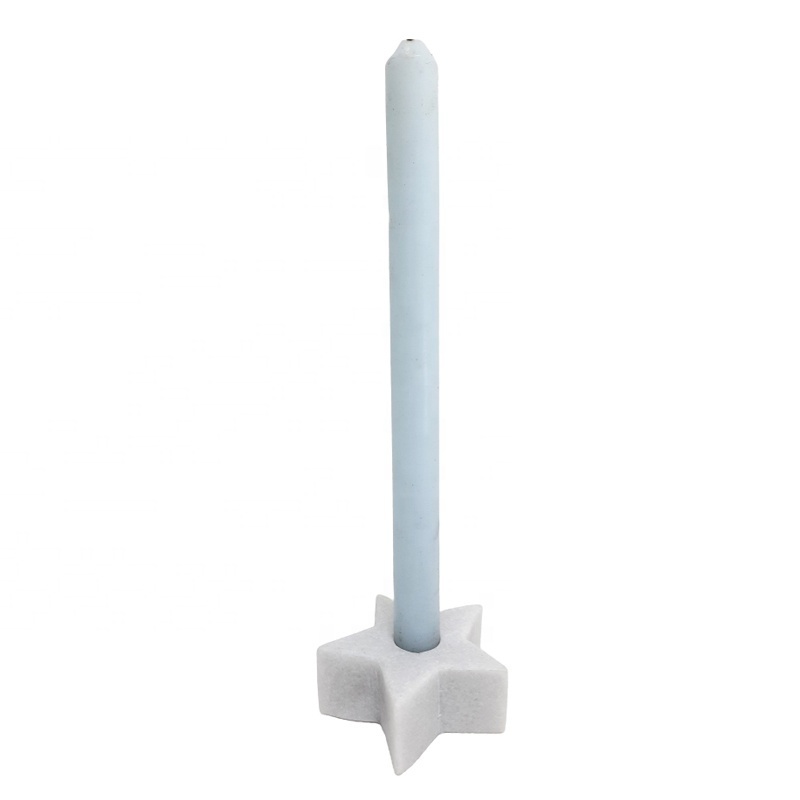 Gift & Crafts Candle Holder Lantern And Candle Jar Marble Star Shaped Candle Stand White Colour In Bulk