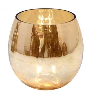 Hot Selling Christmas Decoration Gorgeous Gold Luster Glass Round Candle Votive Elegant Design Candle Jar For Table Top