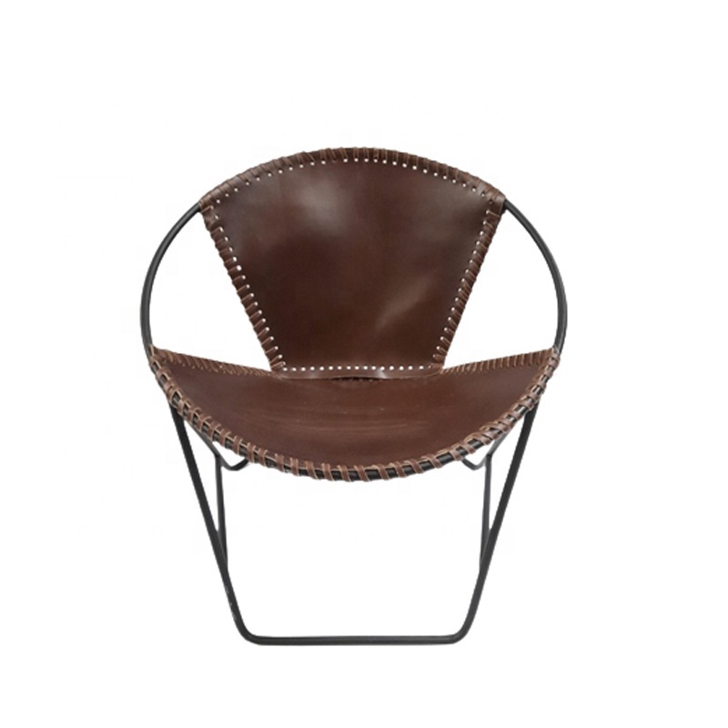 Hot Selling Iron Frame Leather Fancy Chair Modern Design Living Room Round Chair For Living Room Furniture