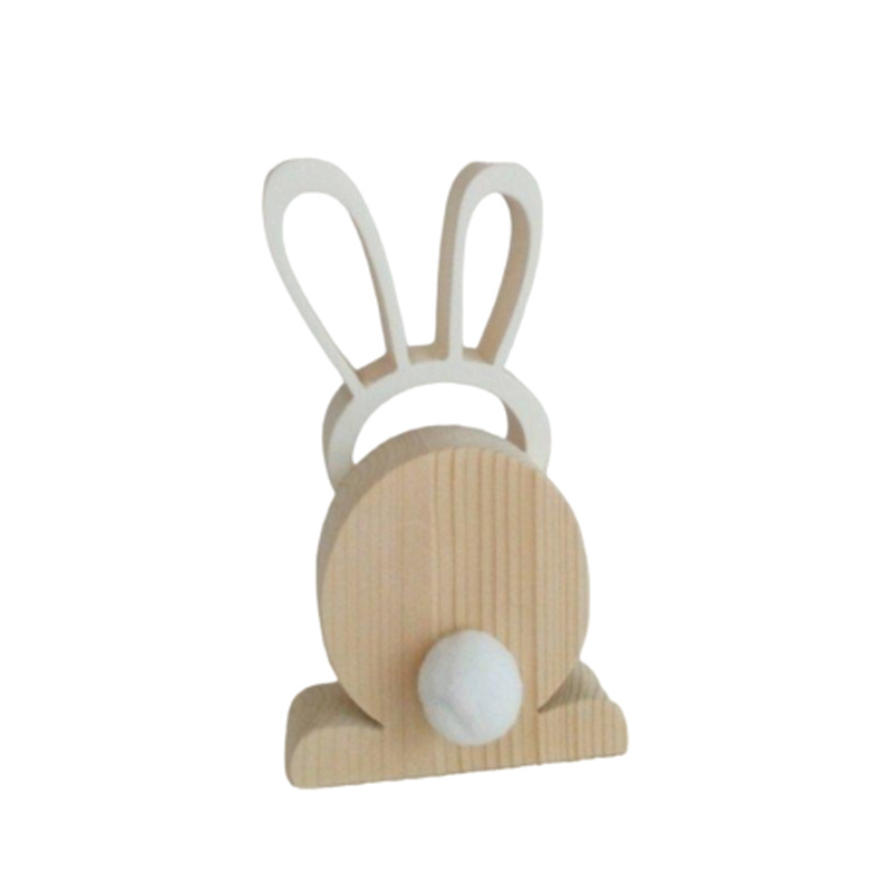 Decorations Easter Bunny Collections Tableware Wooden with White Wash for Showpiece Gift Festive Party Supplies Indoor Outdoor