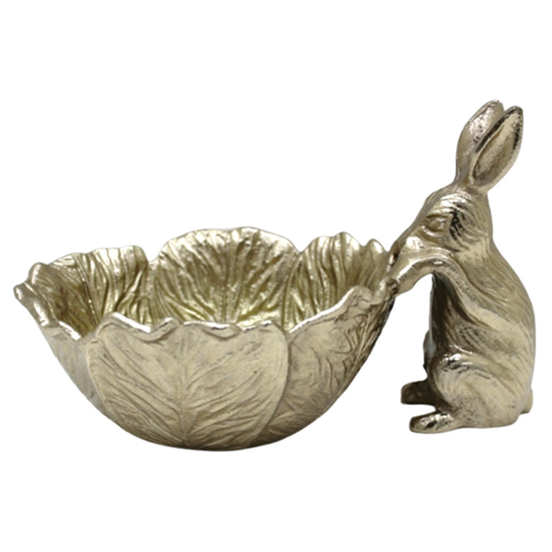 Easter Decorative Bowl with Sculptural Bunny Aluminium Gold Colour Attractive Modern Design Wholesale Stocks in Bulk Products