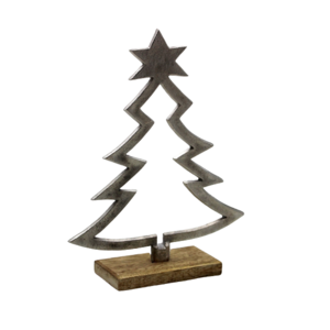 Christmas Decoration Aluminum/Wood X-Mas Tree Rough Brass Usage For Tabletop And Home Decoration Customized In Bulk