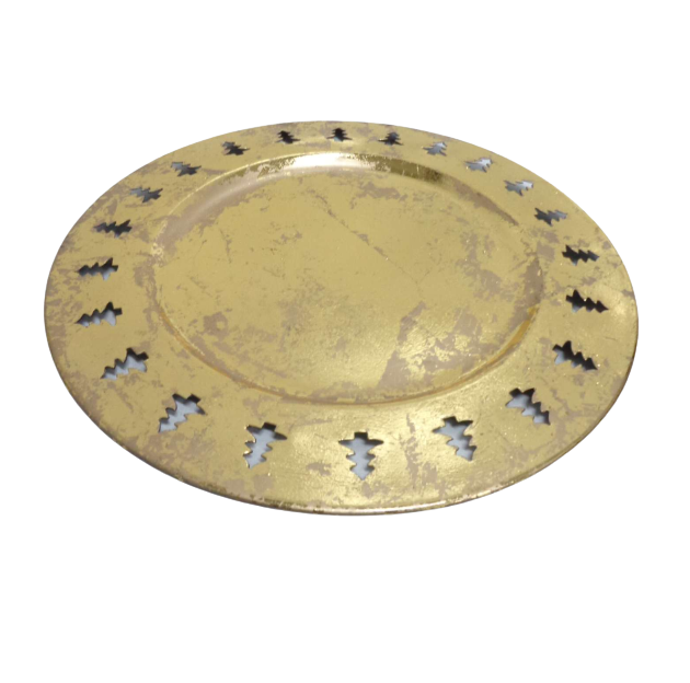 Classic Design Round Charger Plate Gold Foil Iron Dish And Tray For Serving Food In Restaurant Handcrafted In Bulk