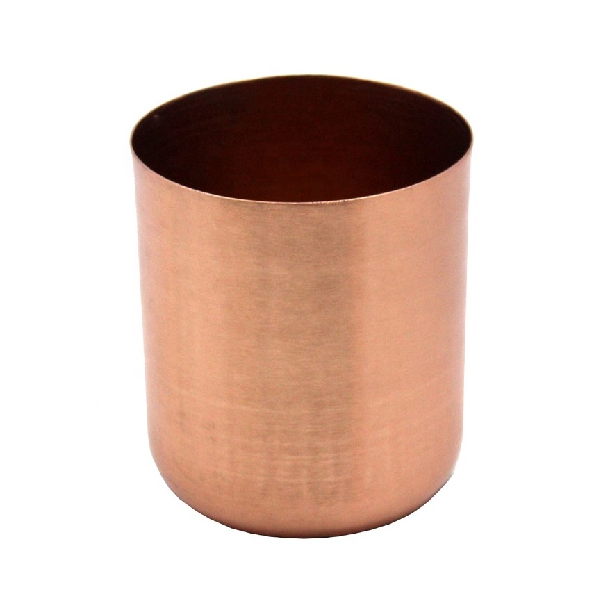 New Arrival Home Decorative Iron Round Votive Brush Copper Finishing Modern Style Candle Holder Handmade Customized