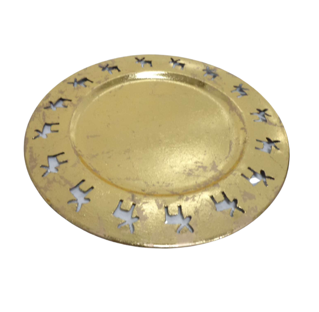 Classic Design Round Charger Plate Gold Foil Iron Dish And Tray For Serving Food In Restaurant Handcrafted In Bulk