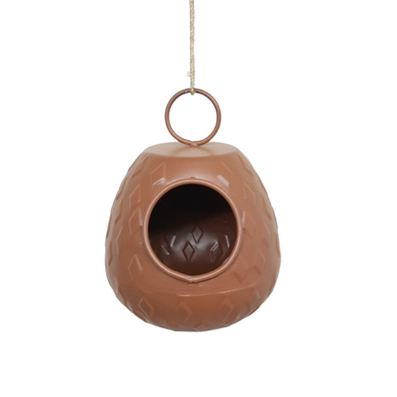 Best Selling Product Iron Hanging Bird House Rustic Wood Colour Modern Design Bird Cage and Houses For Pet Supplies In Bulk