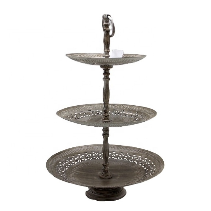 Wholesale Bulk Premium Quality Peach Stone Finishing Aluminium Iron 3 Tier Cake Stands Modern Design Display Stand