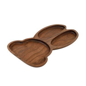 Wooden Walnut Rabbit Shape Plate Animal Print Handmade Serving Plate Perfect Gift for Animal Lover use as a Gorgeous Style Plate