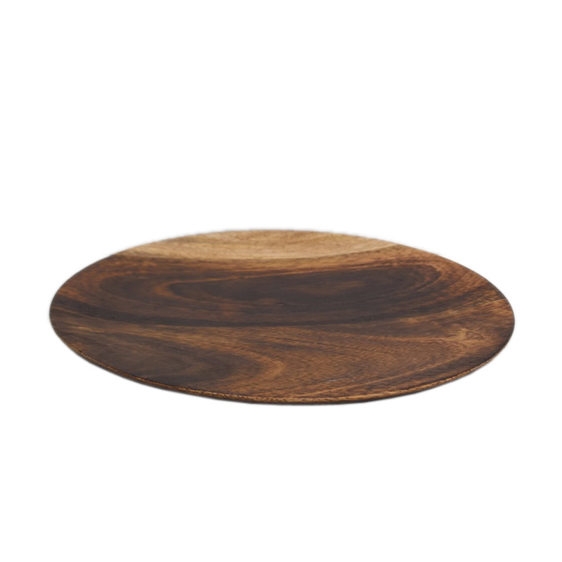 Set Of 3 Mango Wood Round Plate Dark Wood Colour Medium Size bumper plates For Wedding & Table Top Decoration