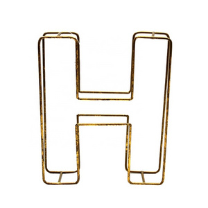 Hot Selling Wall Decorative Stunning Gold Colored Metal H Letter Wall Hangings For Home Decor Handmade Customized