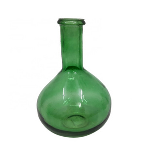 Wholesale Bulk High Quality Modern Luxury Glass Flower Vase Green Color For Table Top Home Decor Living Room Customized