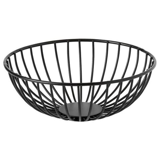 Creative Hot Selling Black Powder Coating Iron Mesh Wire Round Metal Basket Modern Style Fruit Basket Handmade Customized