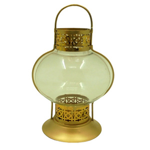 Wedding Decoration Glass Lantern With Jumbo Tea Light Gold Colour With Clear Glass Modern Style Candle Holders For Home Decor